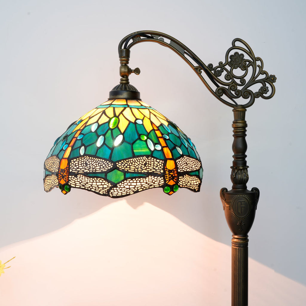 Blue and Green Dragonfly Tiffany Style Stained Glass Lamp