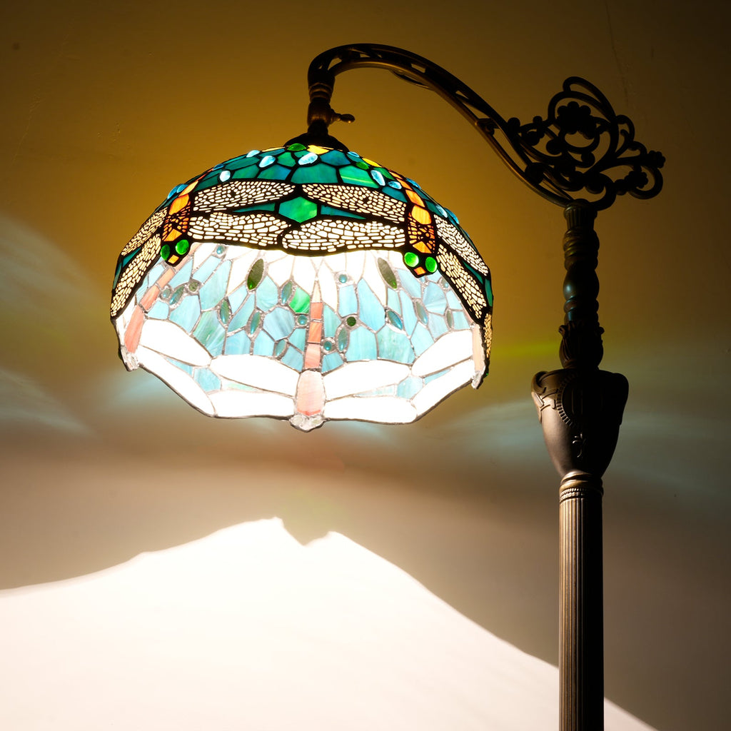 Blue and Green Dragonfly Tiffany Style Stained Glass Lamp