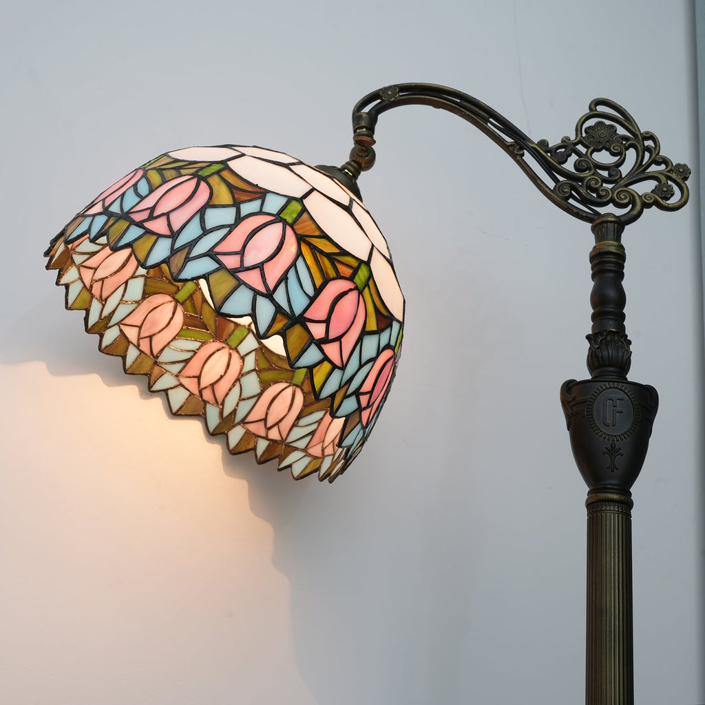Vintage Tulip-Shaped Tinted Glass Floor Lamp