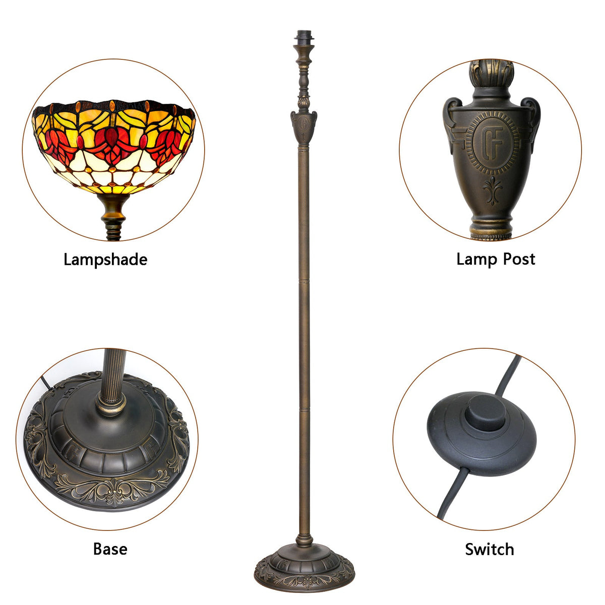 Floral Stained Glass Tiffany Floor Lamp