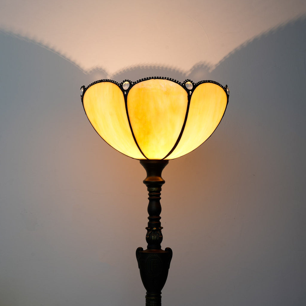 Ornate Vintage Style Amber Glass Floor Lamp