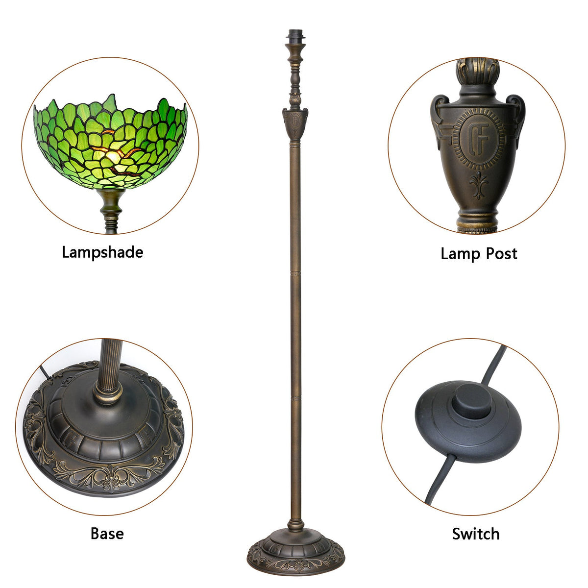 Tiffany Floor Lamp in Green Glass Mosaic