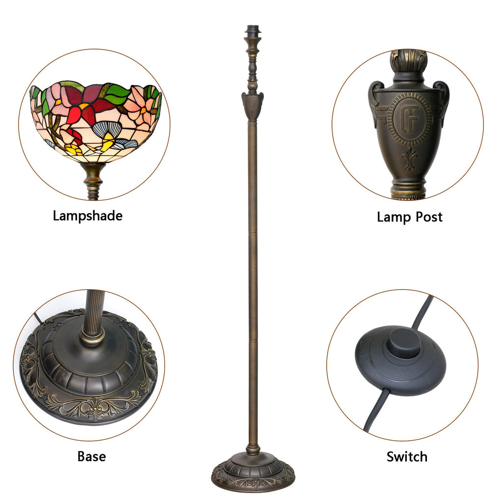 Tiffany Floral Floor Lamp in Stained Glass