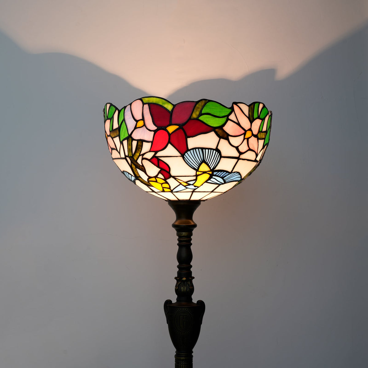 Tiffany Floral Floor Lamp in Stained Glass