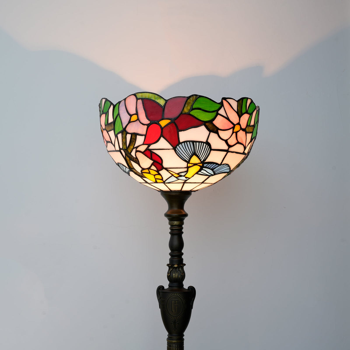 Tiffany Floral Floor Lamp in Stained Glass