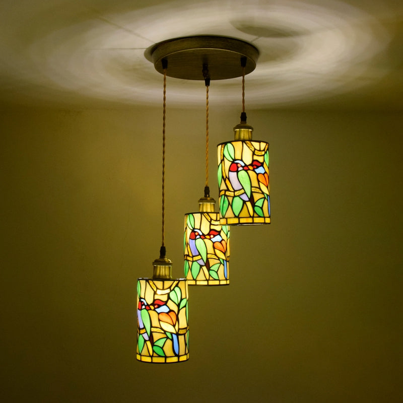 Tiffany Stained Glass Bird Pendant Light