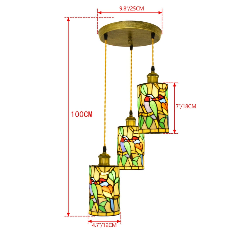 Tiffany Stained Glass Bird Pendant Light
