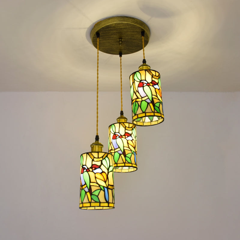 Tiffany Stained Glass Bird Pendant Light