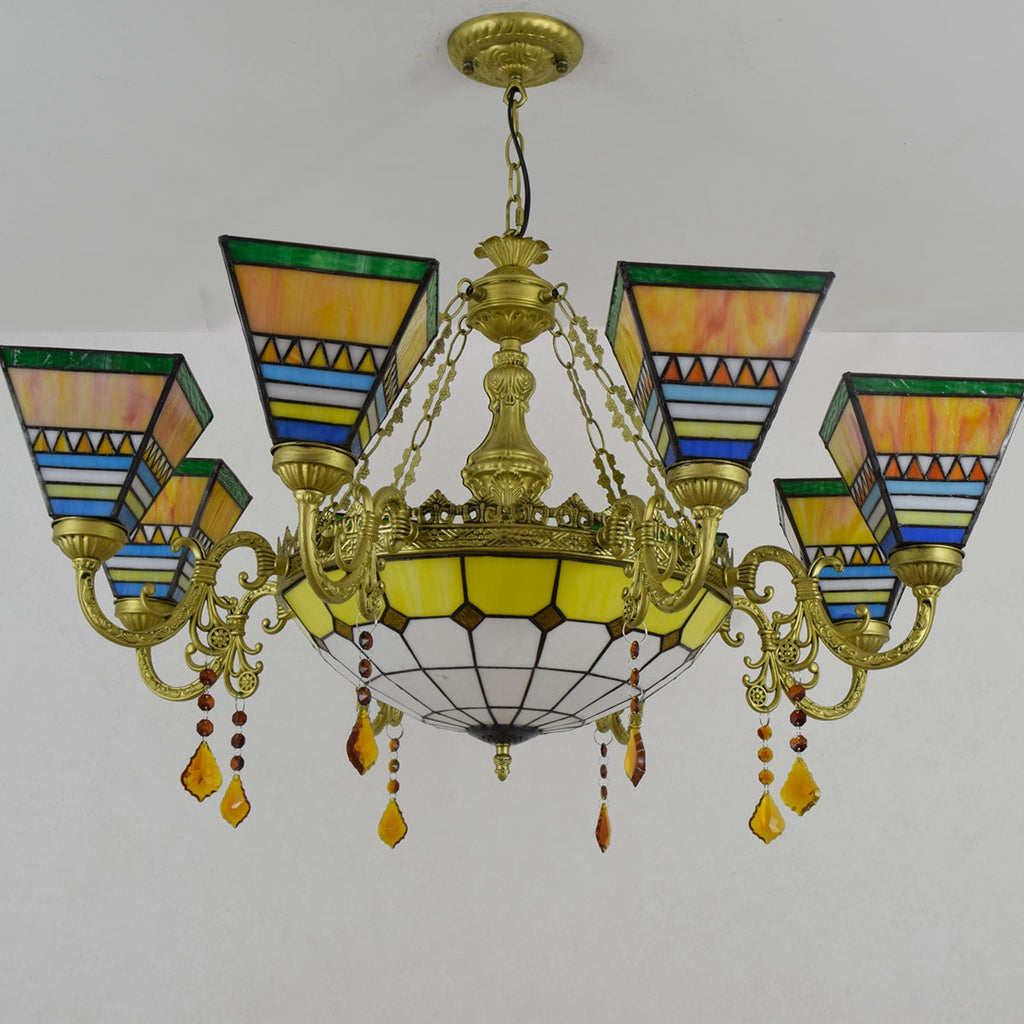 Tiffany Bronze Chandelier with 7 Lights and Crystals