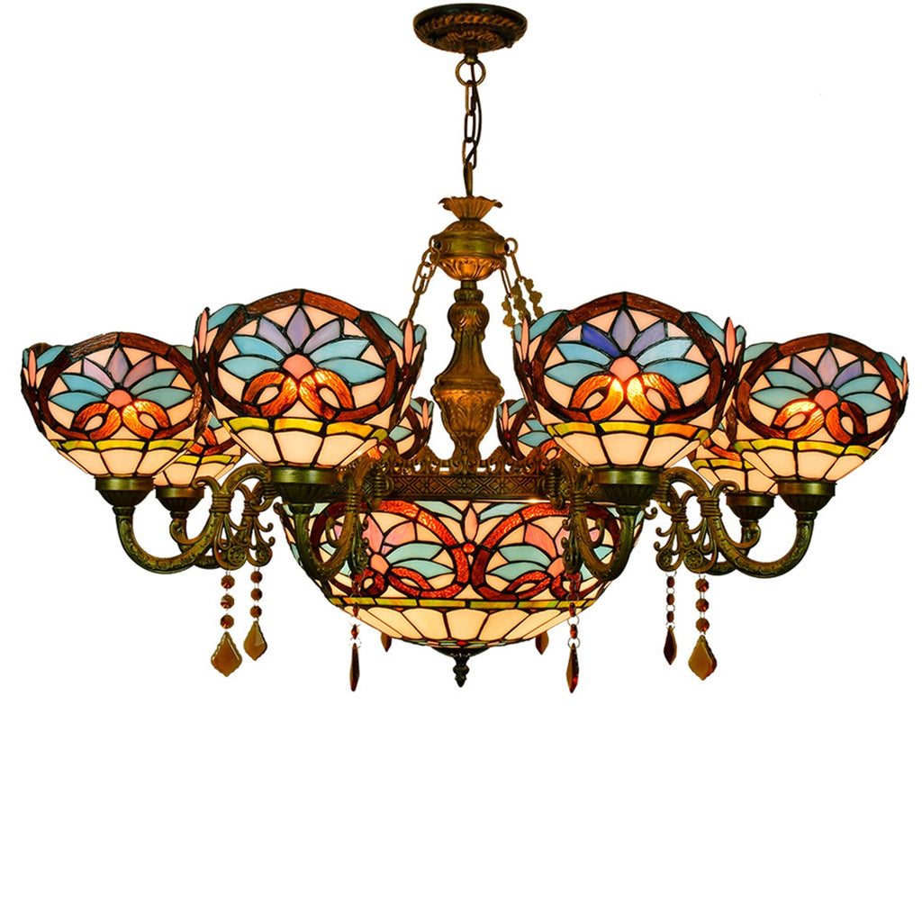 Multicolor Tiffany Style Stained Glass Chandelier