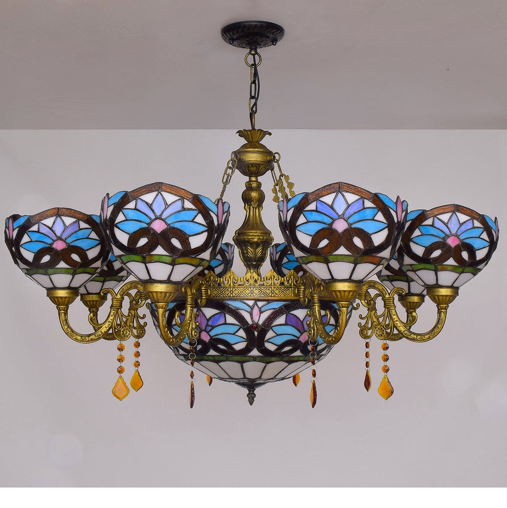 Multicolor Tiffany Style Stained Glass Chandelier