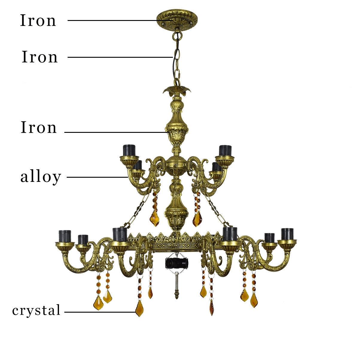 Tiffany Style Chandelier with Stained Glass Parrots