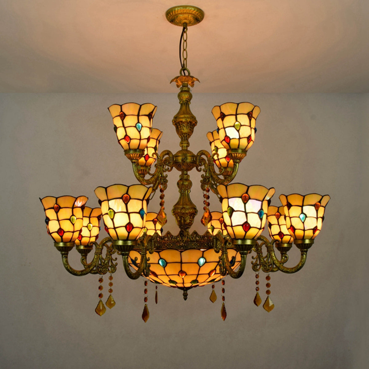 New Tiffany Style Stained Glass Chandelier Lights