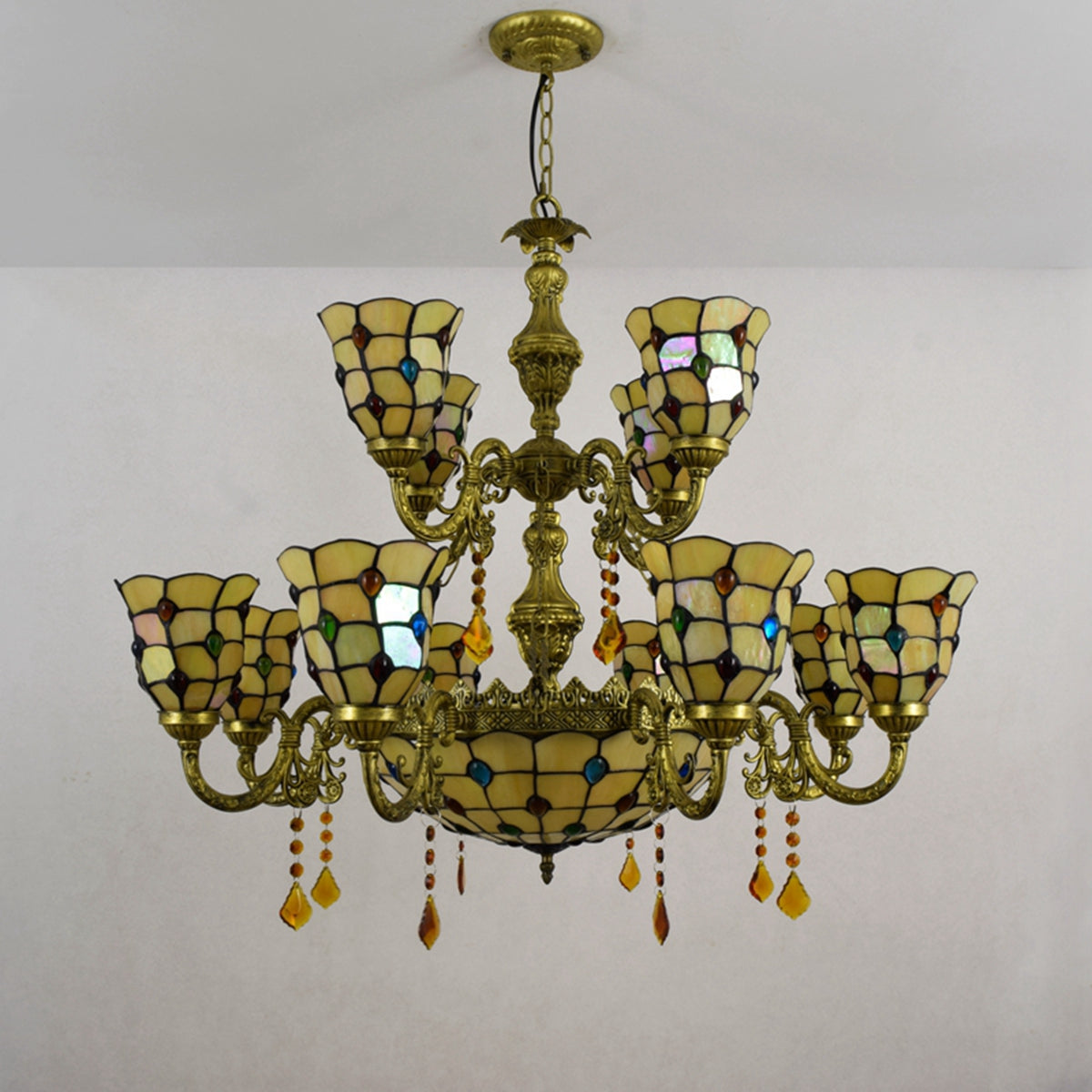 New Tiffany Style Stained Glass Chandelier Lights
