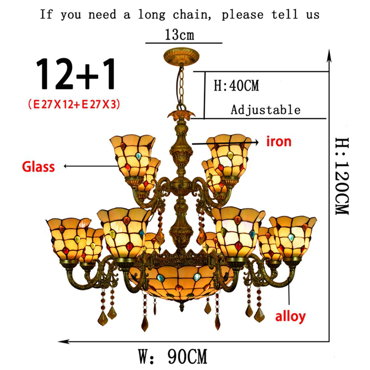 New Tiffany Style Stained Glass Chandelier Lights