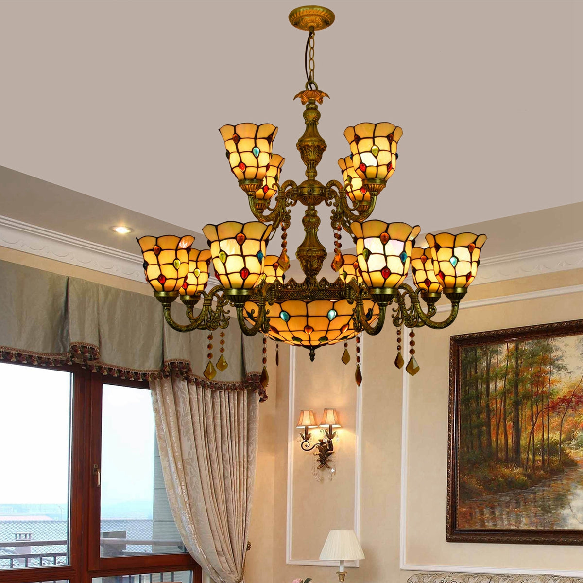 New Tiffany Style Stained Glass Chandelier Lights