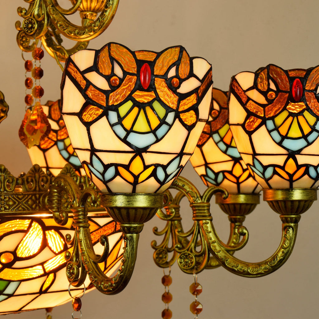 Ornate Tiffany Style Stained Glass Chandelier