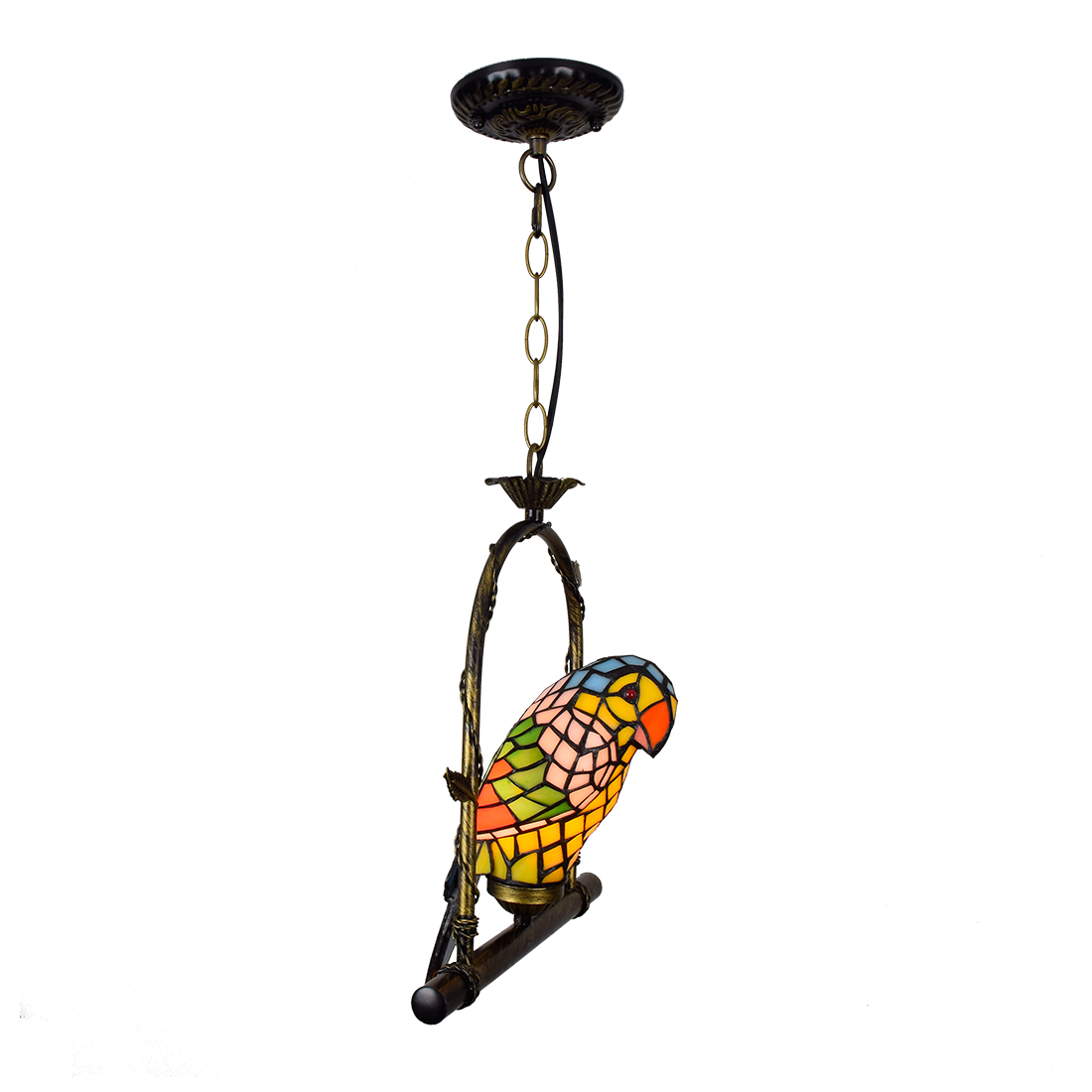 Tiffany Style Stained Glass Parrot Hanging Decoration