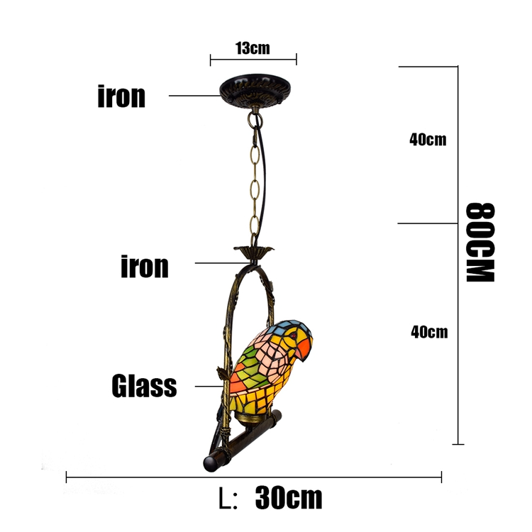 Tiffany Style Stained Glass Parrot Hanging Decoration