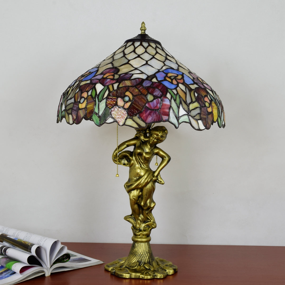 Tiffany Table Lamp in Tinted Glass for Women