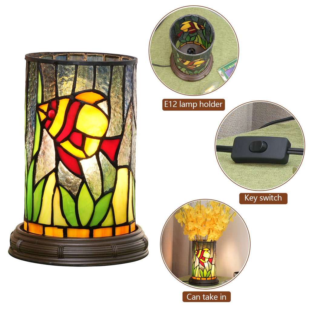 Tiffany Style Table Lamp with Fish and USB Port