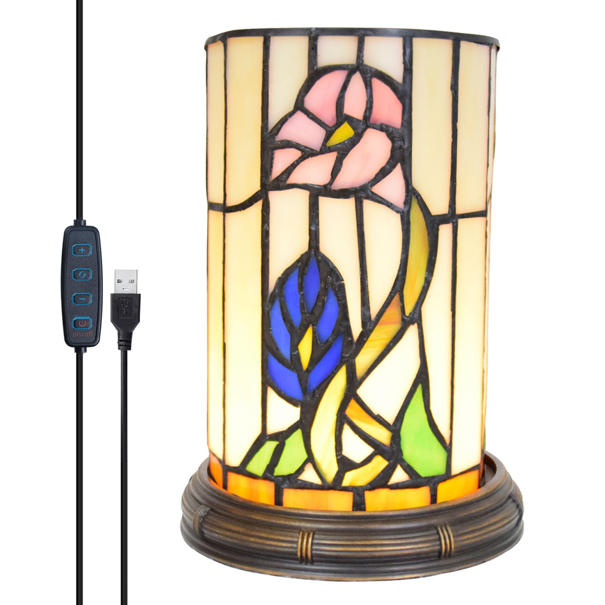 Floral Tiffany Style Stained Glass Diffuser Lamp