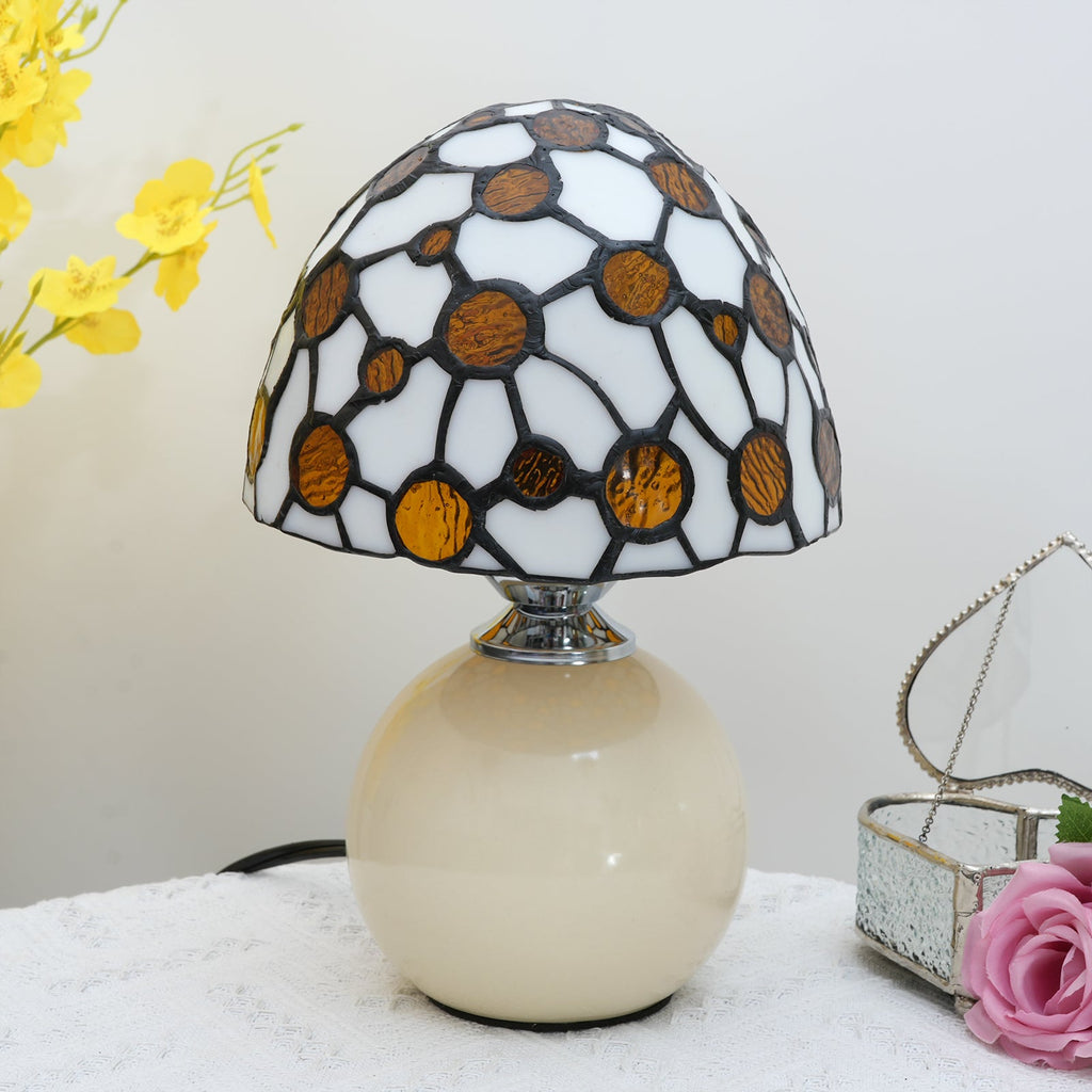 Amber Tiffany Style Stained Glass Table Lamp