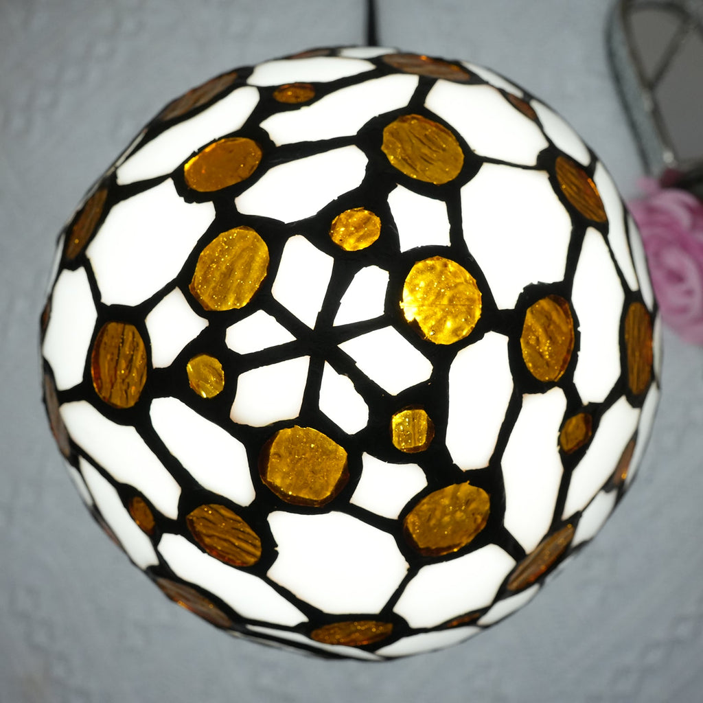 Amber Tiffany Style Stained Glass Table Lamp