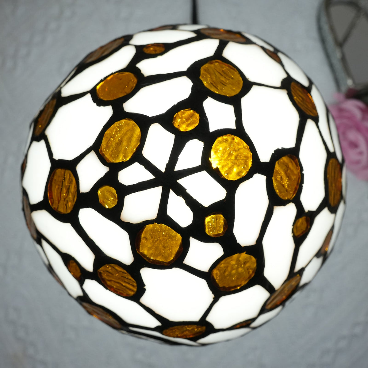 Amber Tiffany Style Stained Glass Table Lamp