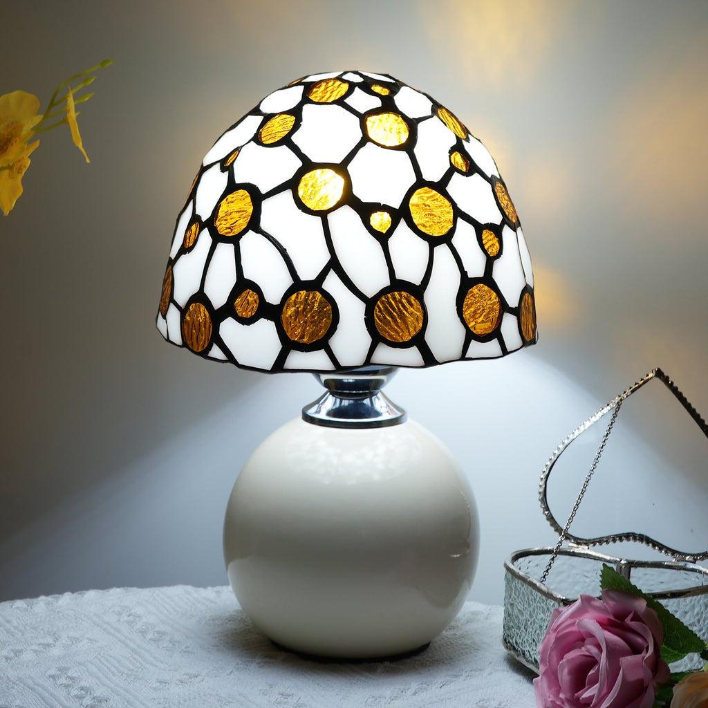 Amber Tiffany Style Stained Glass Table Lamp