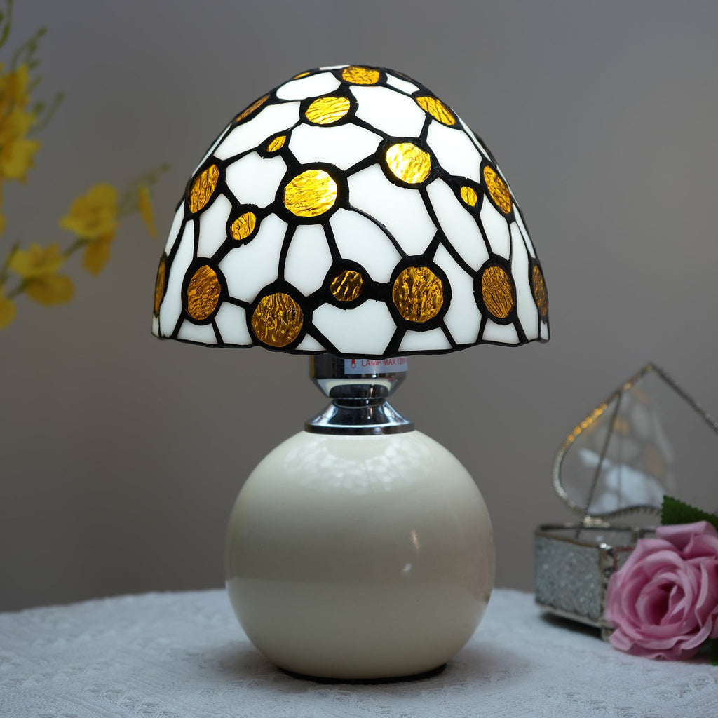 Amber Tiffany Style Stained Glass Table Lamp