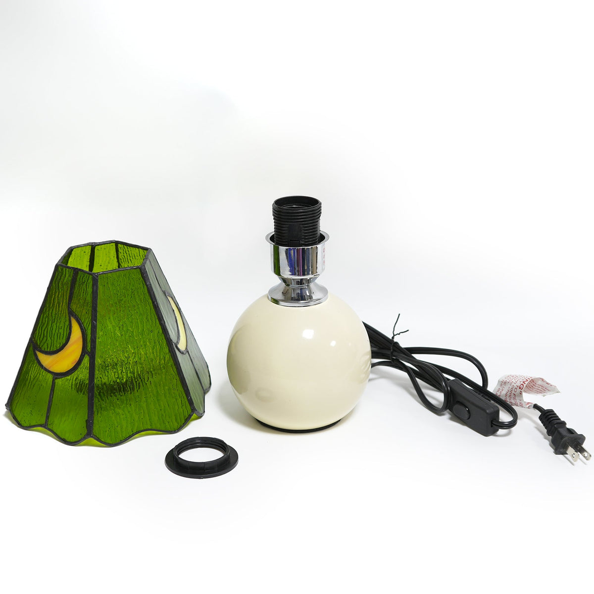 Textured Green Glass Crescent Table Lamp