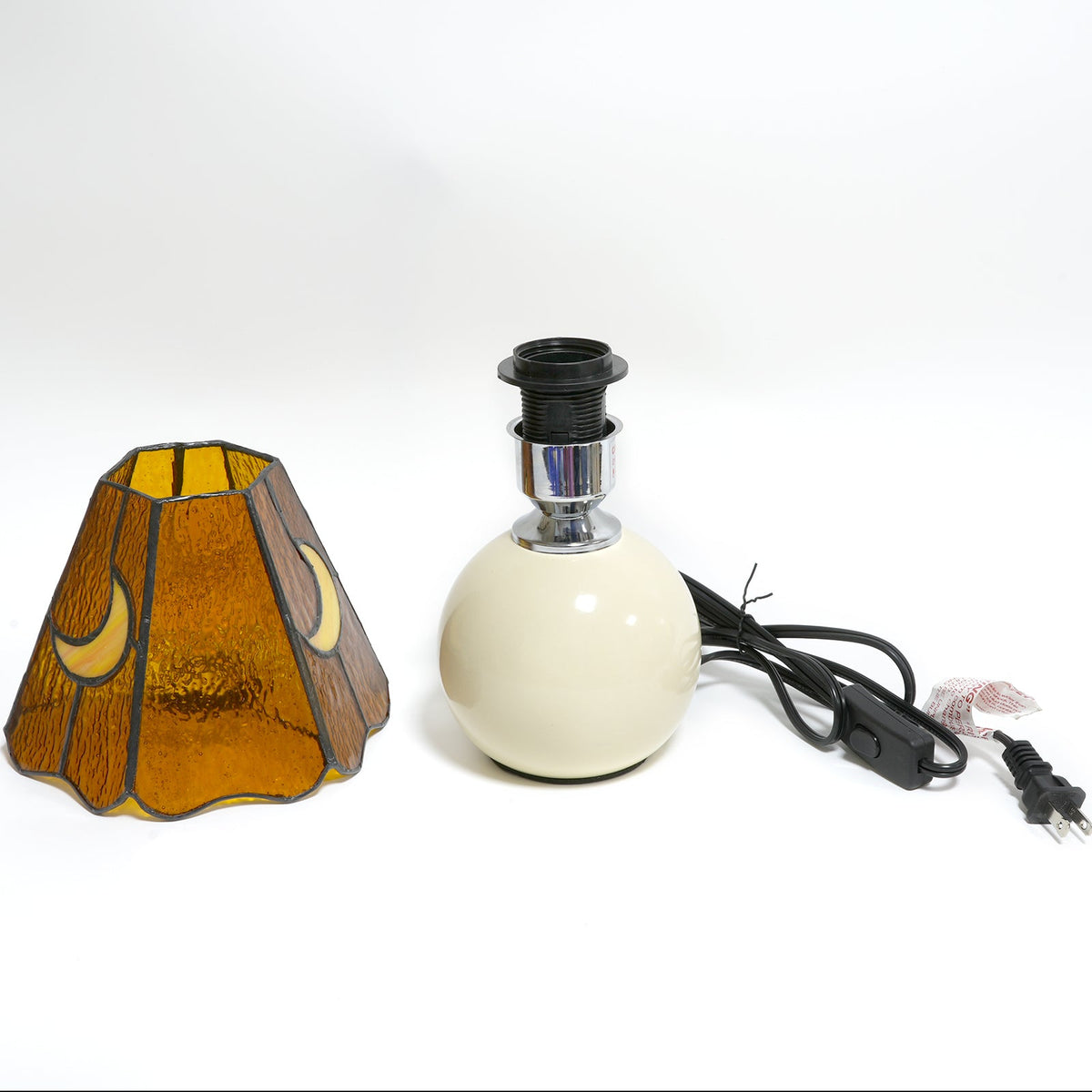 Amber Tiffany Style Crescent Moon Table Lamp