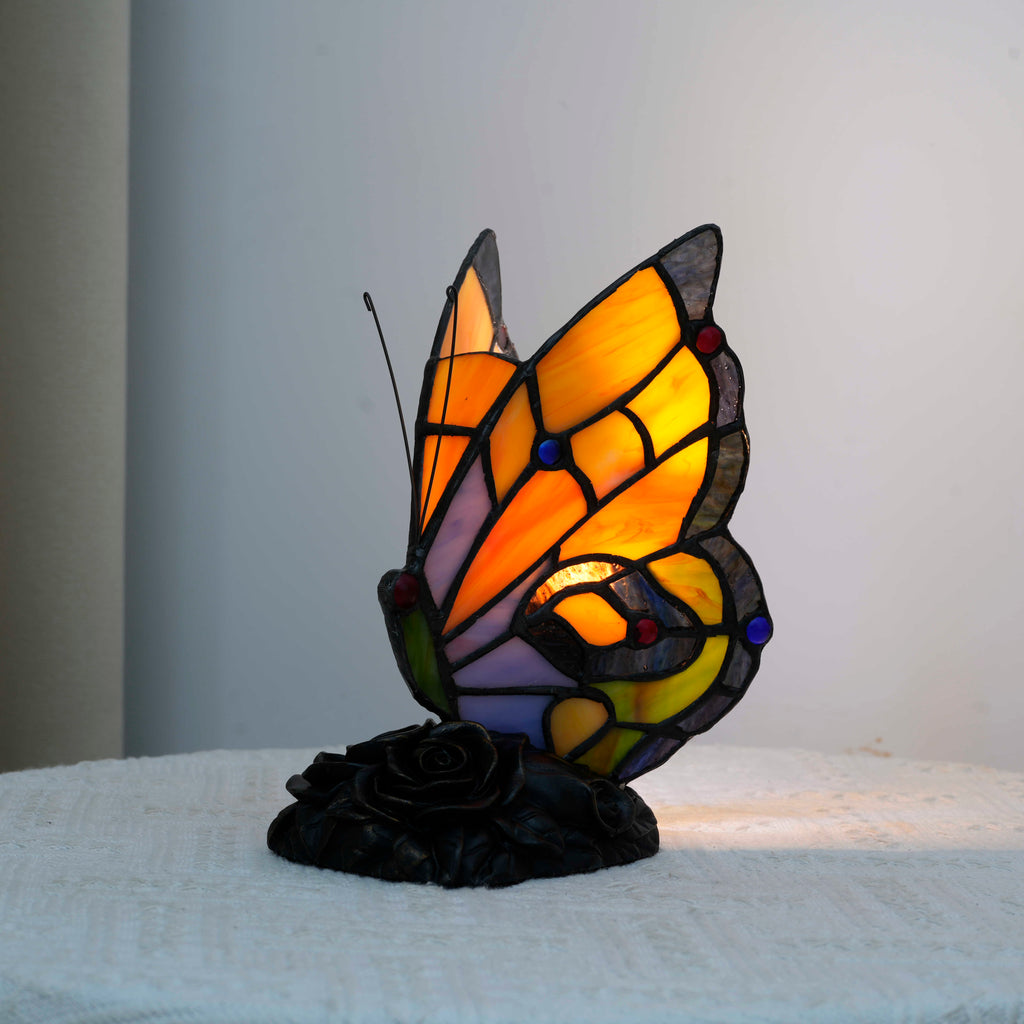 Tiffany Style Multicolor Stained Glass Butterfly Lamp