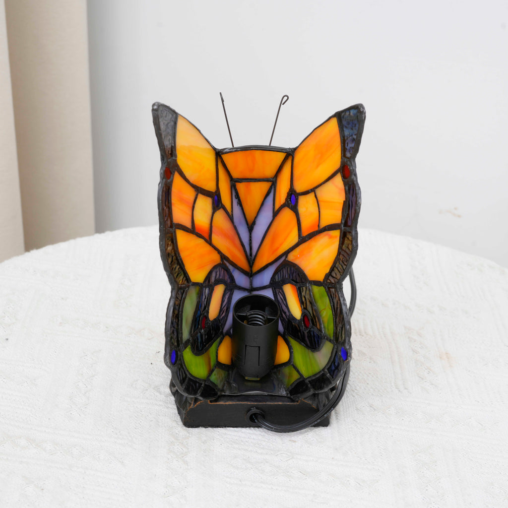 Tiffany Style Multicolor Stained Glass Butterfly Lamp