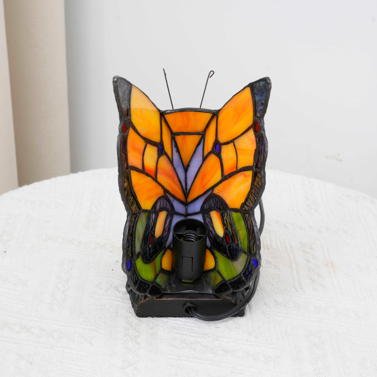 Tiffany Style Multicolor Stained Glass Butterfly Lamp