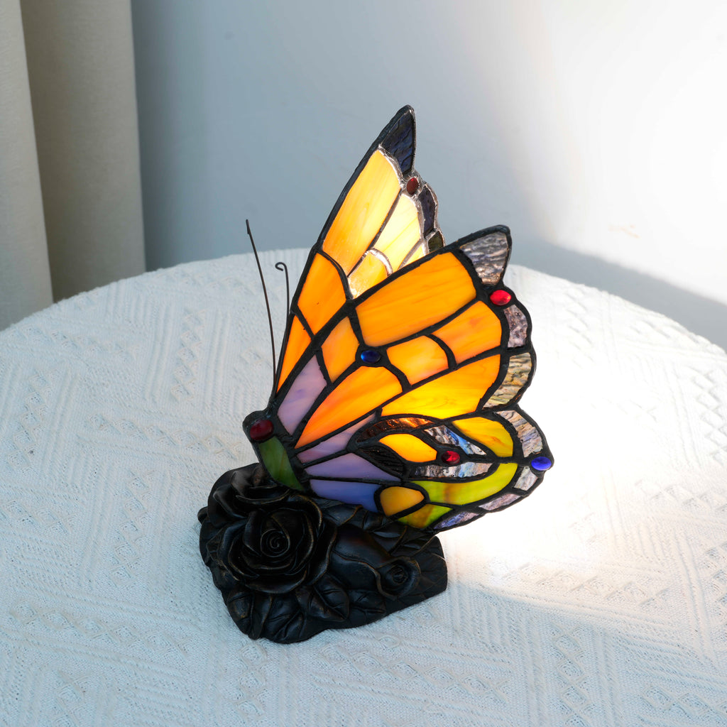 Tiffany Style Multicolor Stained Glass Butterfly Lamp
