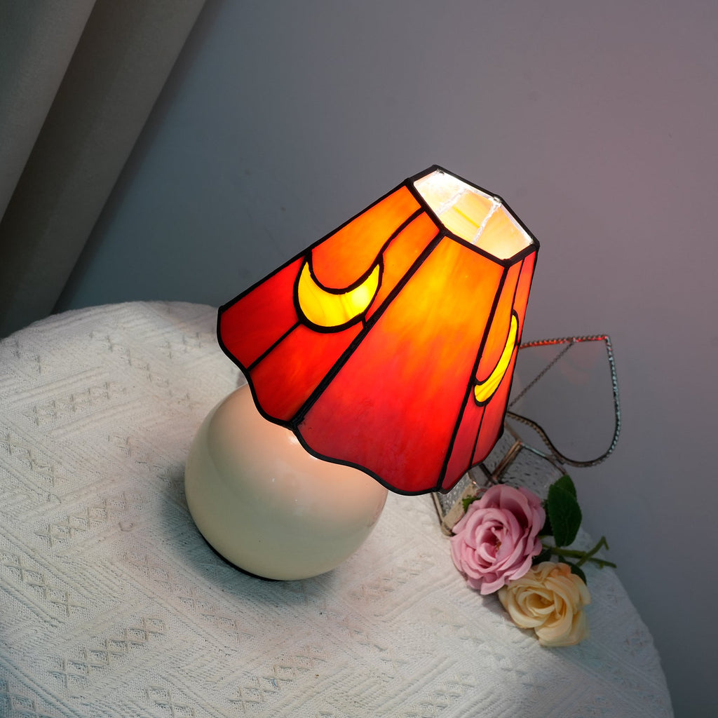 Table Lamp in Lunar Red Coral Tinted Glass