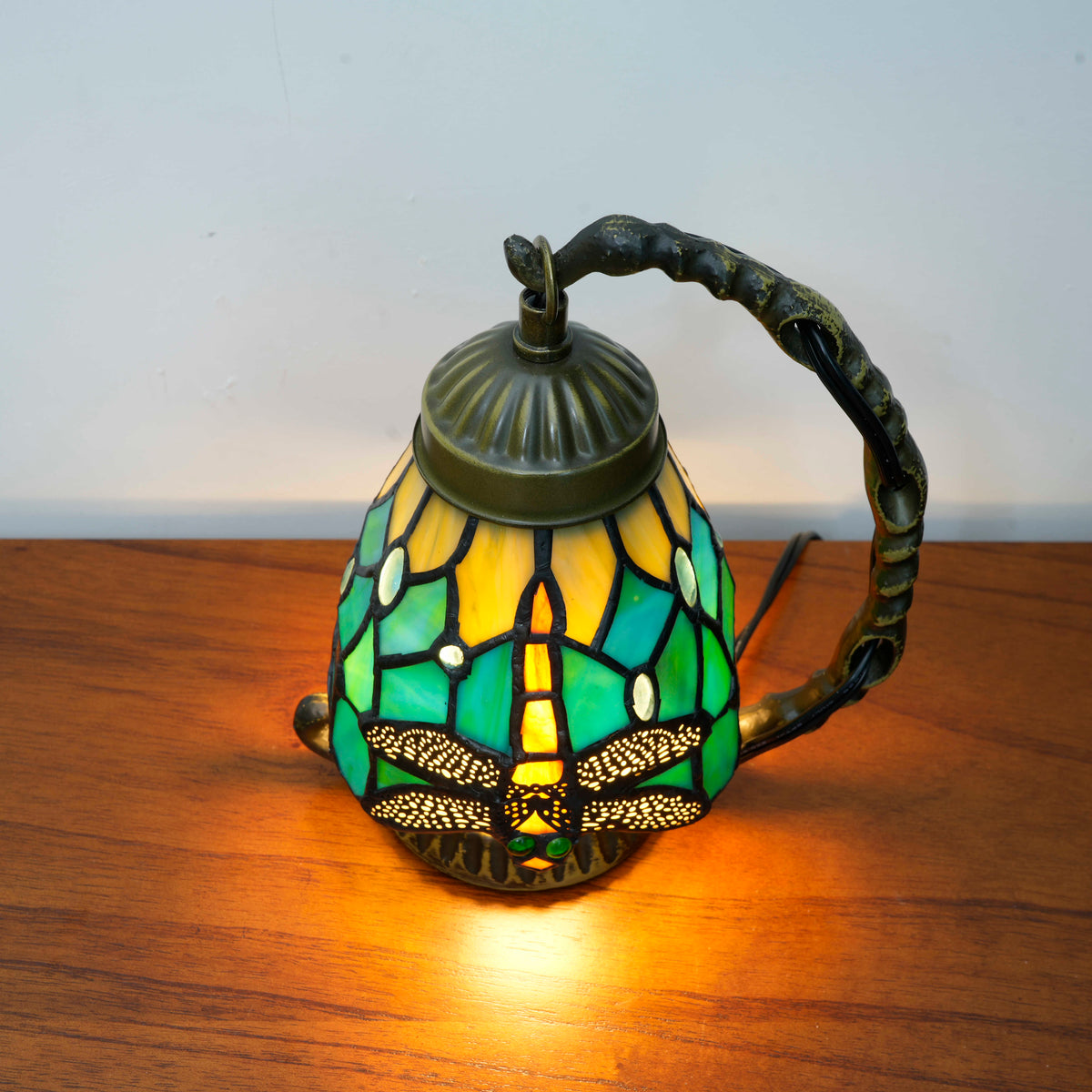 Art Nouveau Dragonfly Stained Glass Table Lamp