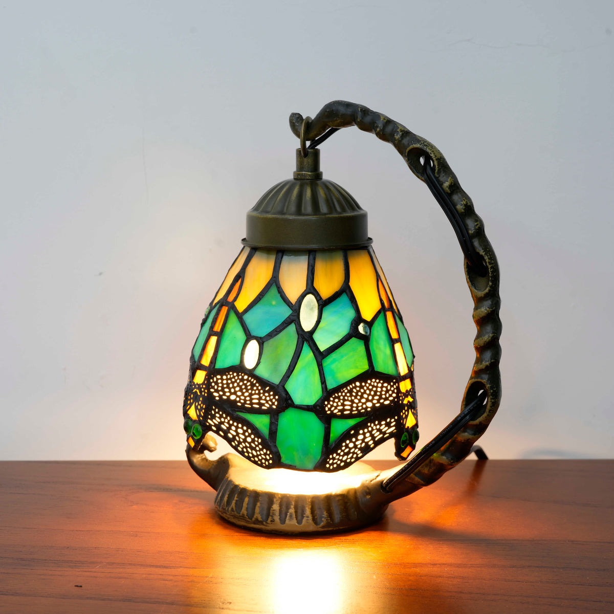 Art Nouveau Dragonfly Stained Glass Table Lamp