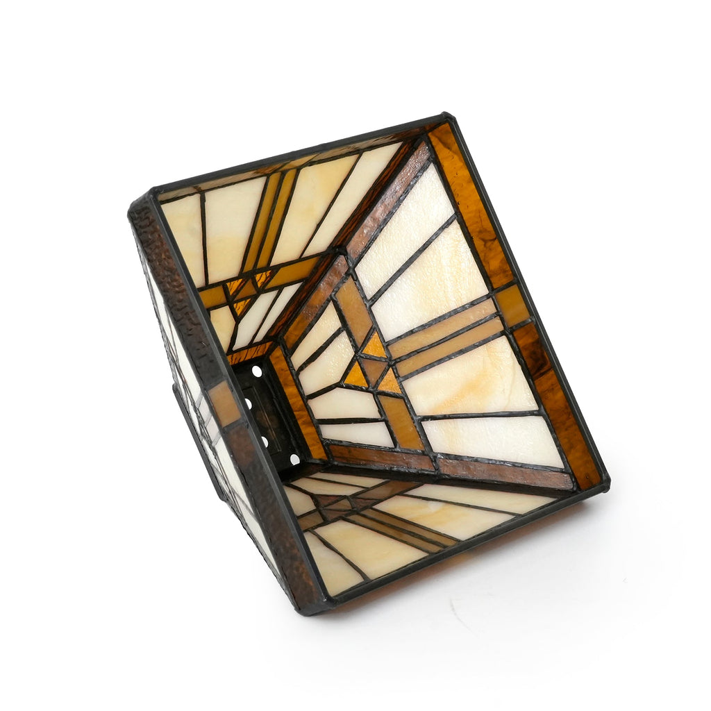 Geometric Brown Cream Tinted Glass Lampshade