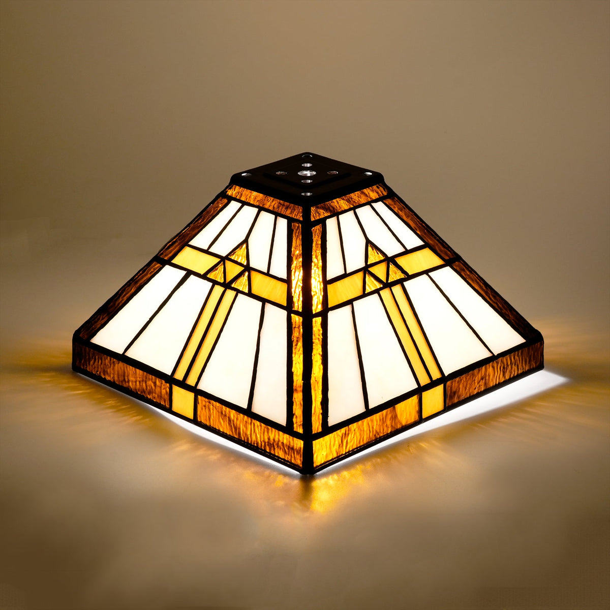 Geometric Brown Cream Tinted Glass Lampshade