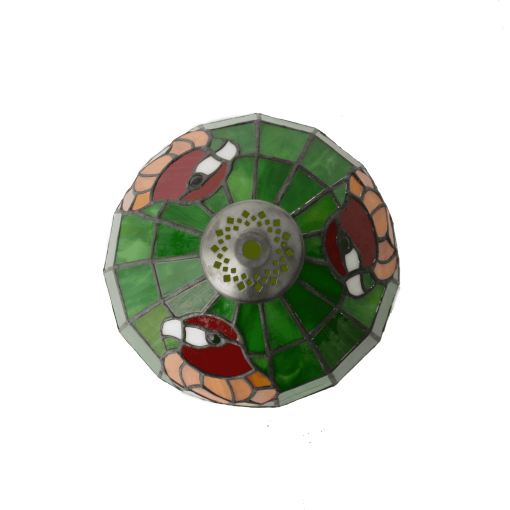 Green Parrot Stained Glass Tiffany Lampshade
