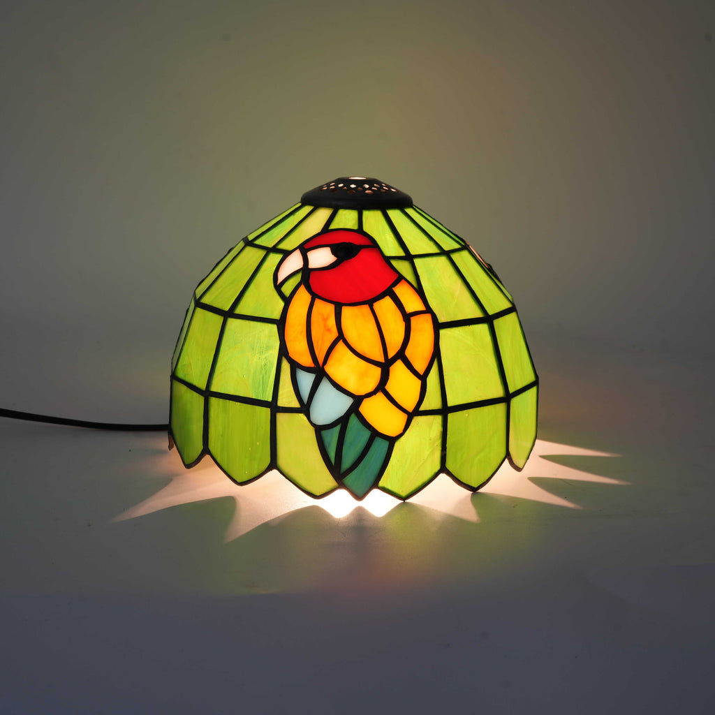 Green Parrot Stained Glass Tiffany Lampshade