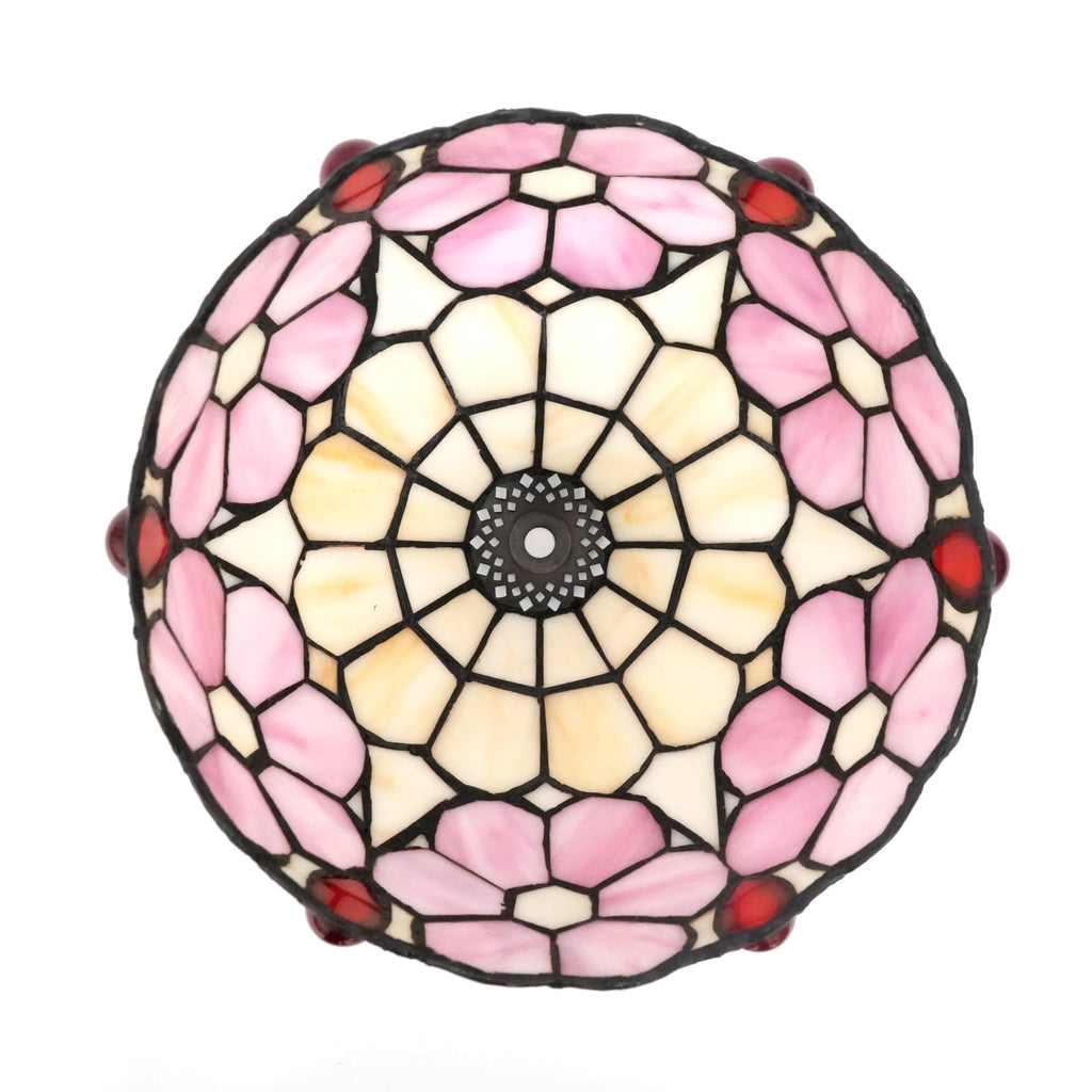 Pink and Cream Tiffany Tinted Glass Lampshade