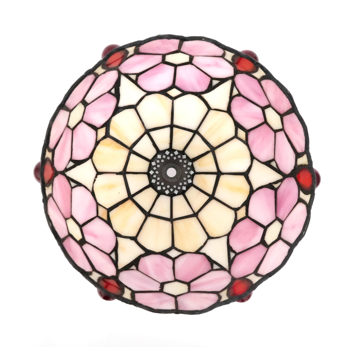 Pink and Cream Tiffany Tinted Glass Lampshade