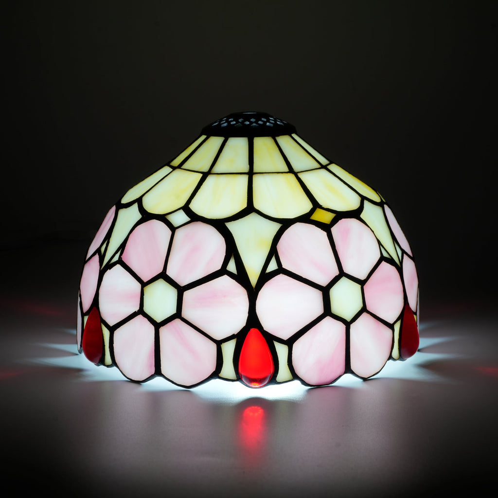 Pink and Cream Tiffany Tinted Glass Lampshade