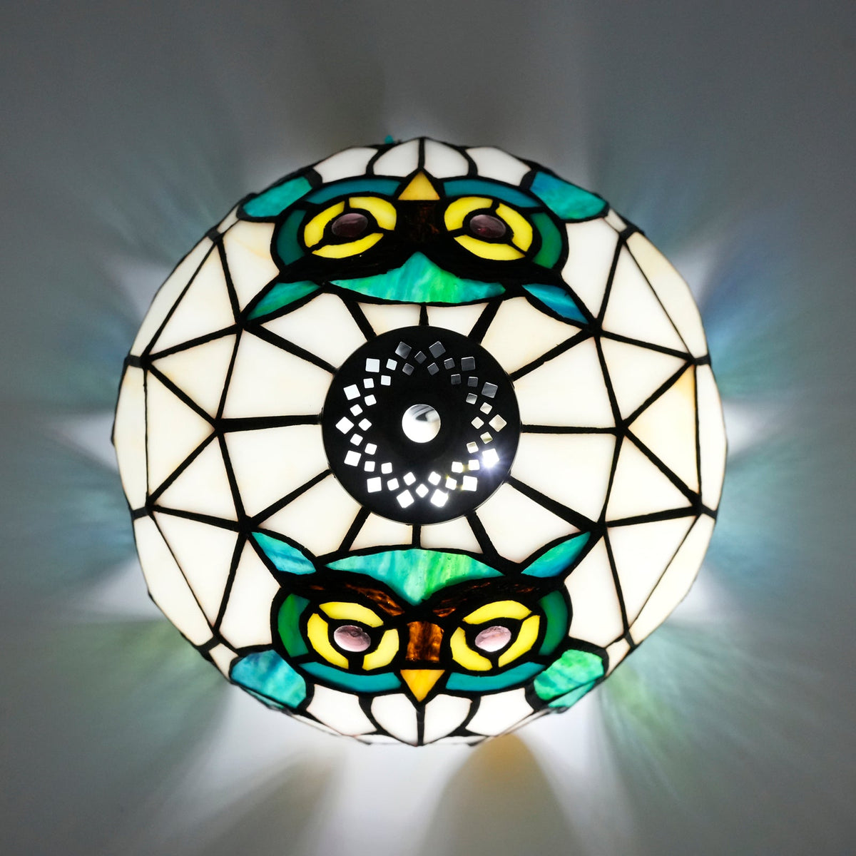 Tiffany Style Owl Tinted Glass Lampshade
