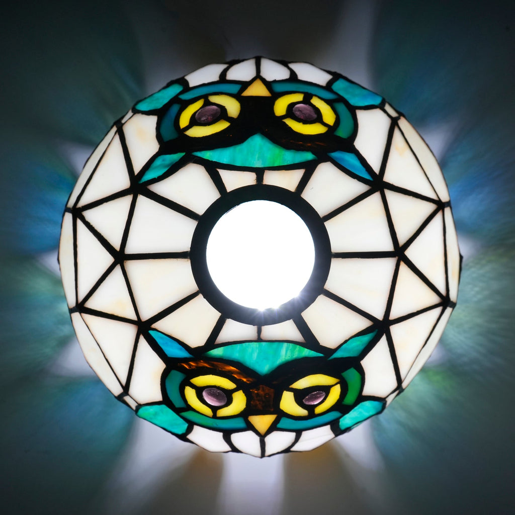 Tiffany Style Owl Tinted Glass Lampshade