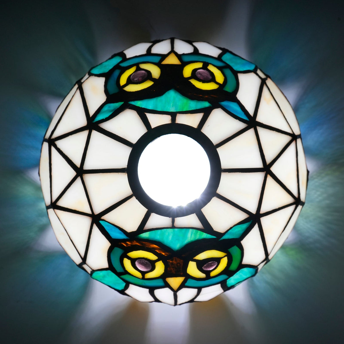 Tiffany Style Owl Tinted Glass Lampshade